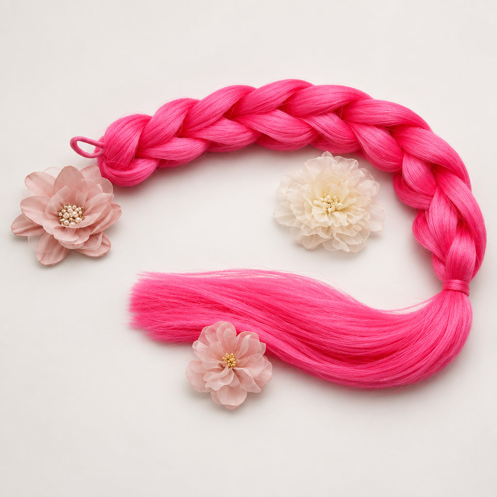 Handmade Reversible 3D Braid (Single Colour) Without Tinsel